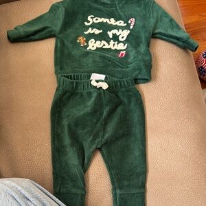 Carters green Santa is my bestie matching set 3 months